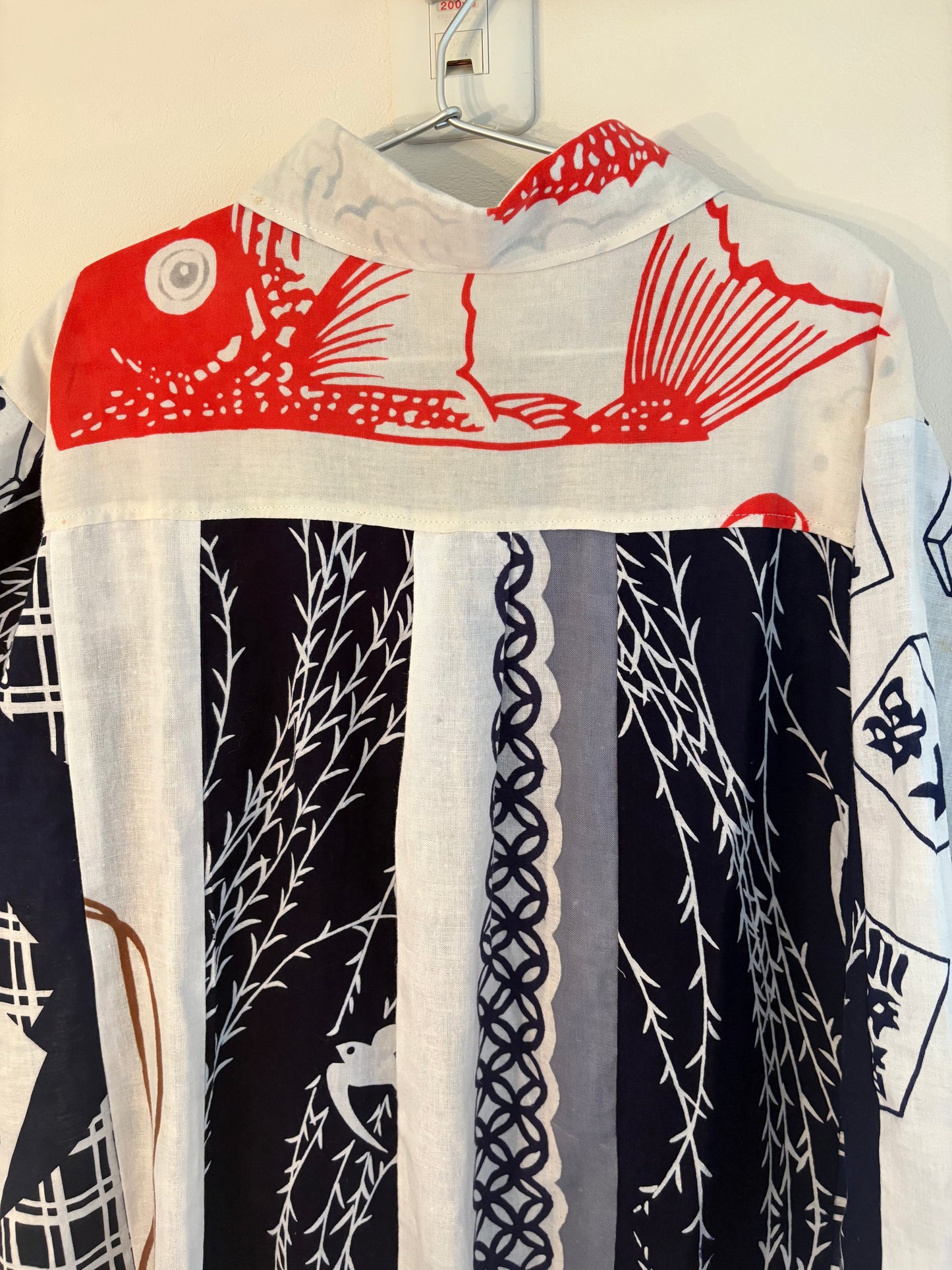 手ぬぐいと浴衣のシャツワンピース　鯛