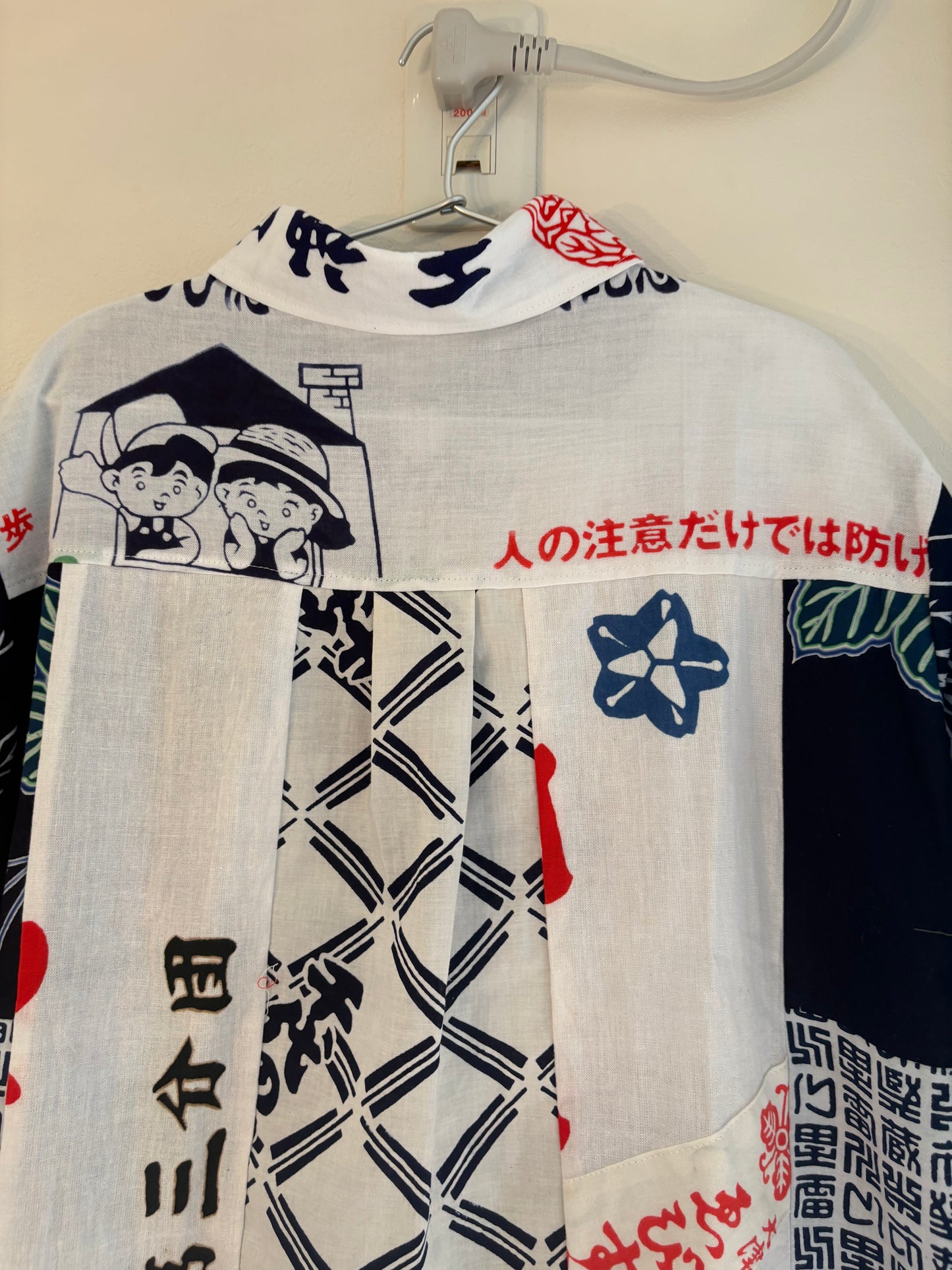 手ぬぐいと浴衣のシャツワンピース　雷蔵